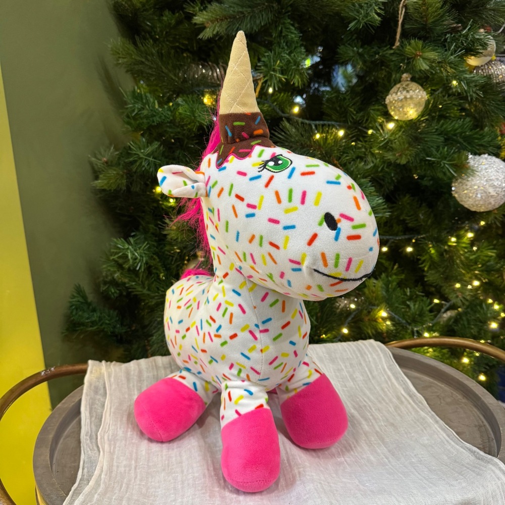 Peekaboo Toys Plush Sprinkle Unicorn Ice Cream Cone Horn Pink Hooves